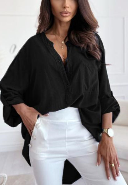 Camisa con botones y solapa enrollable