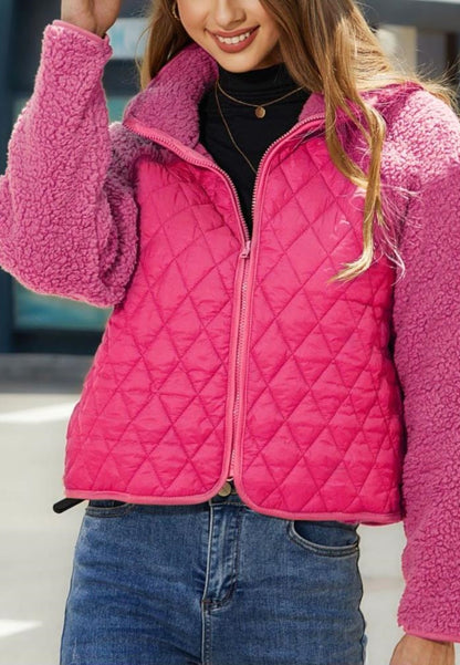 Chaqueta acolchada con detalle de piel de oveja