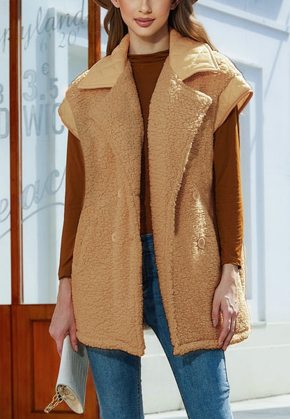 Double Breasted Teddy Vest