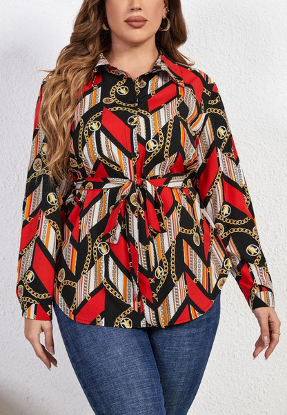 Plus Scarf Print Polo Shirt