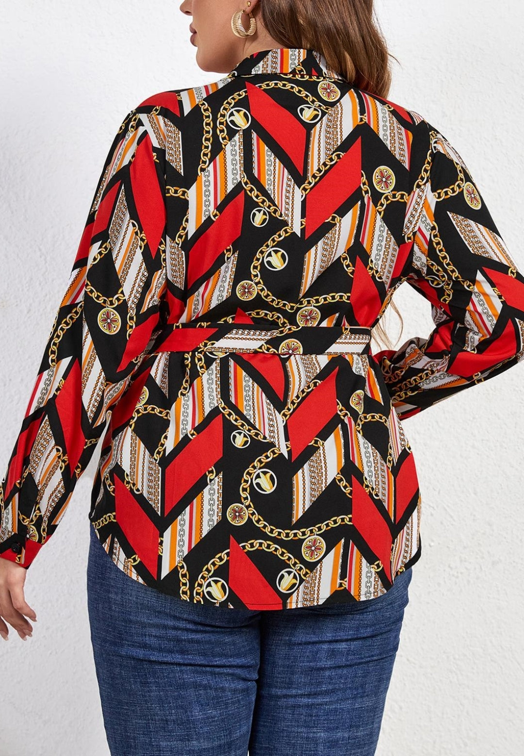 Plus Scarf Print Polo Shirt