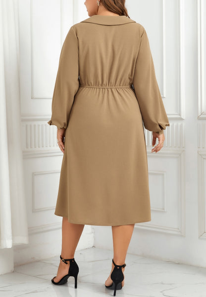 Vestido fruncido con escote cruzado Plus