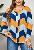 Blusa con estampado de chevron multicolor Plus