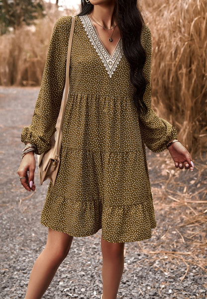 Ditsy Print Tiered Dress