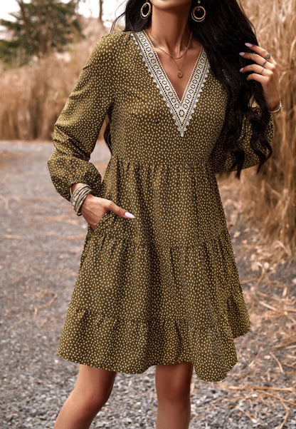 Ditsy Print Tiered Dress