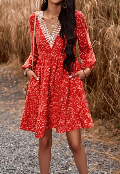 Ditsy Print Tiered Dress