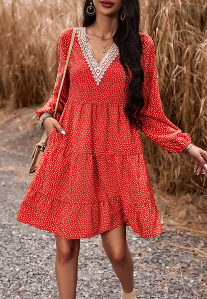 Ditsy Print Tiered Dress