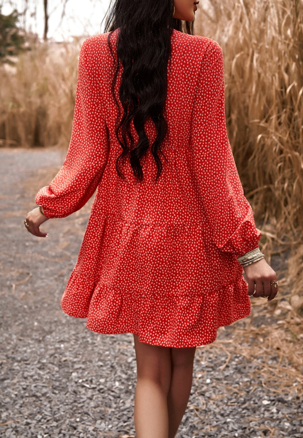 Vestido con capas y estampado de florecitas