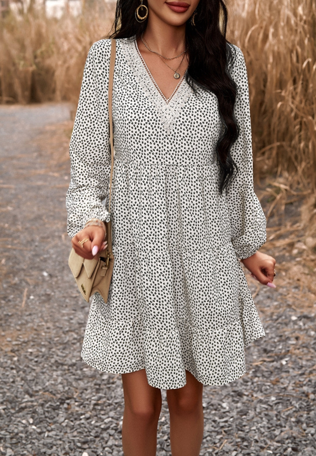 Ditsy Print Tiered Dress