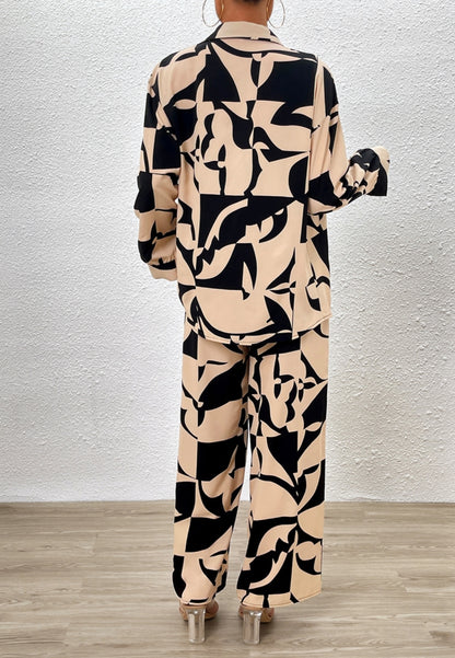 Abstract Print Button Shirt Coordinates