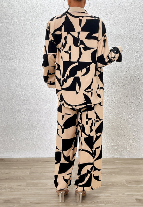 Abstract Print Button Shirt Coordinates