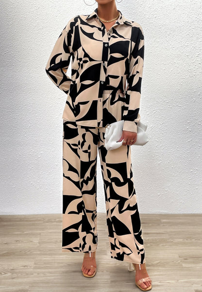 Abstract Print Button Shirt Coordinates