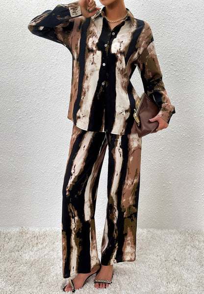 Abstract Print Button Shirt Coordinates