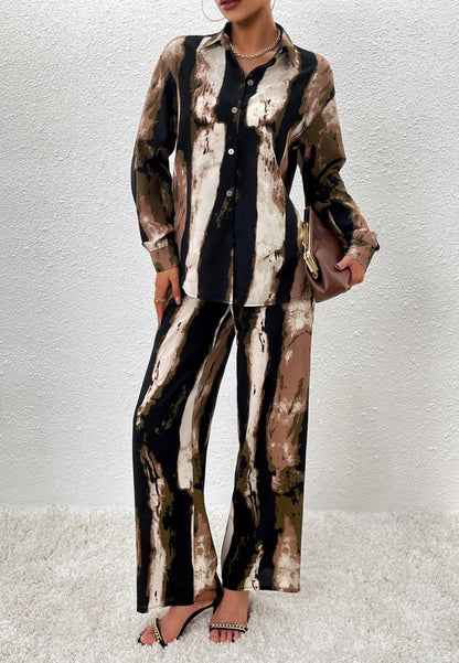Abstract Print Button Shirt Coordinates