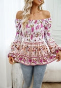 Blusa con hombros descubiertos y estampado floral multicolor