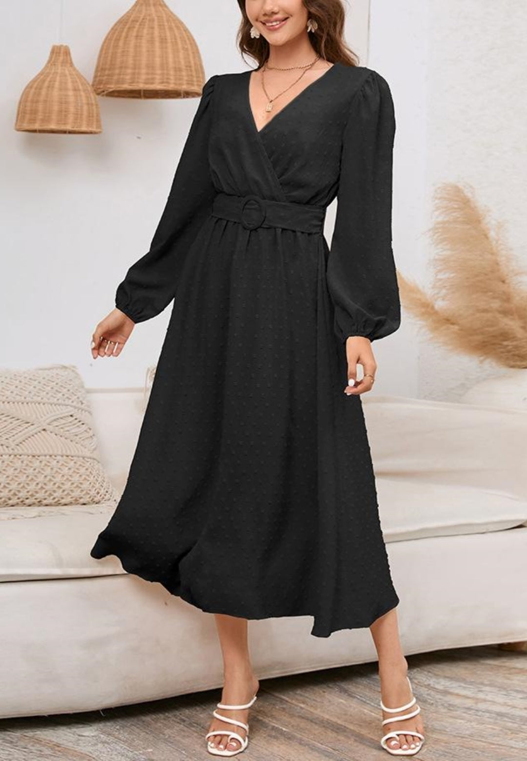 Swiss Dot Belted Dress
