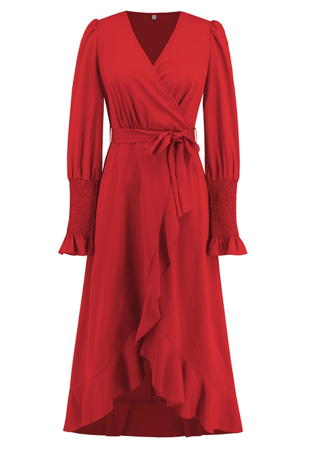Vestido midi cruzado con dobladillo con volantes