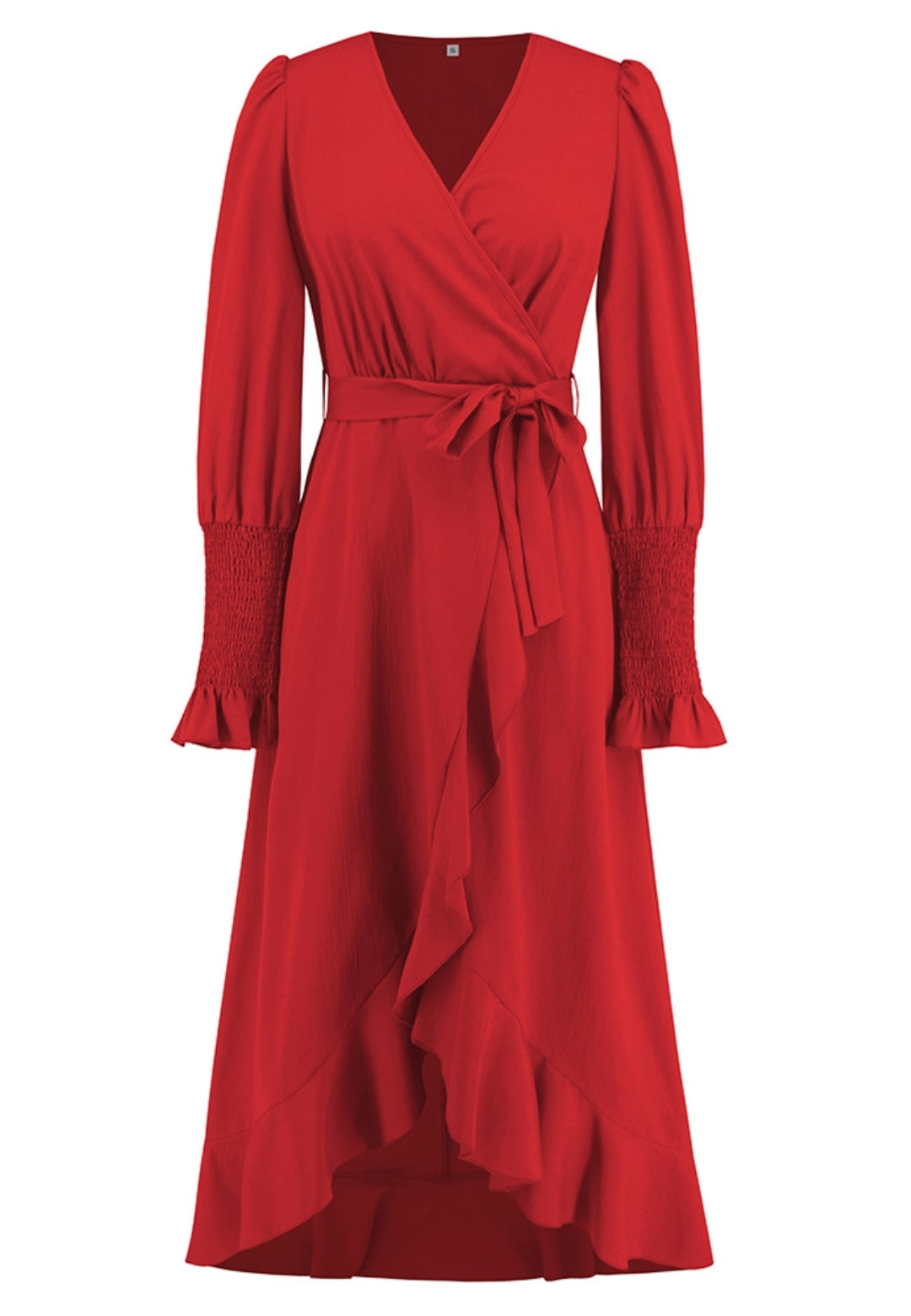 Vestido midi cruzado con dobladillo con volantes