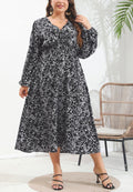 Vestido midi con estampado de hojas