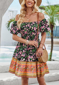 Off-Shoulder Floral Boho Dress