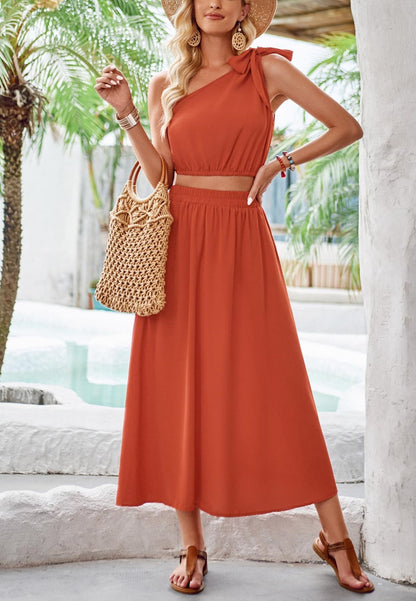 One Shoulder Bow Detail Coordinates