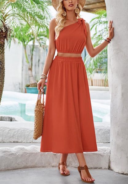 One Shoulder Bow Detail Coordinates