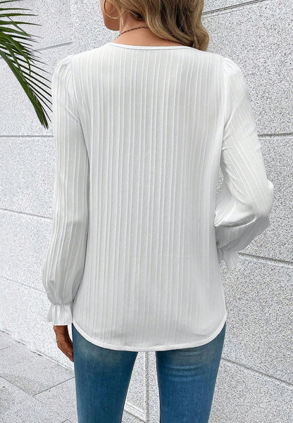 Crochet Lace Trim Textured Blouse