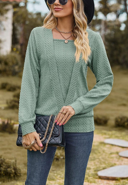 Square Neck Cable Knit Sweater