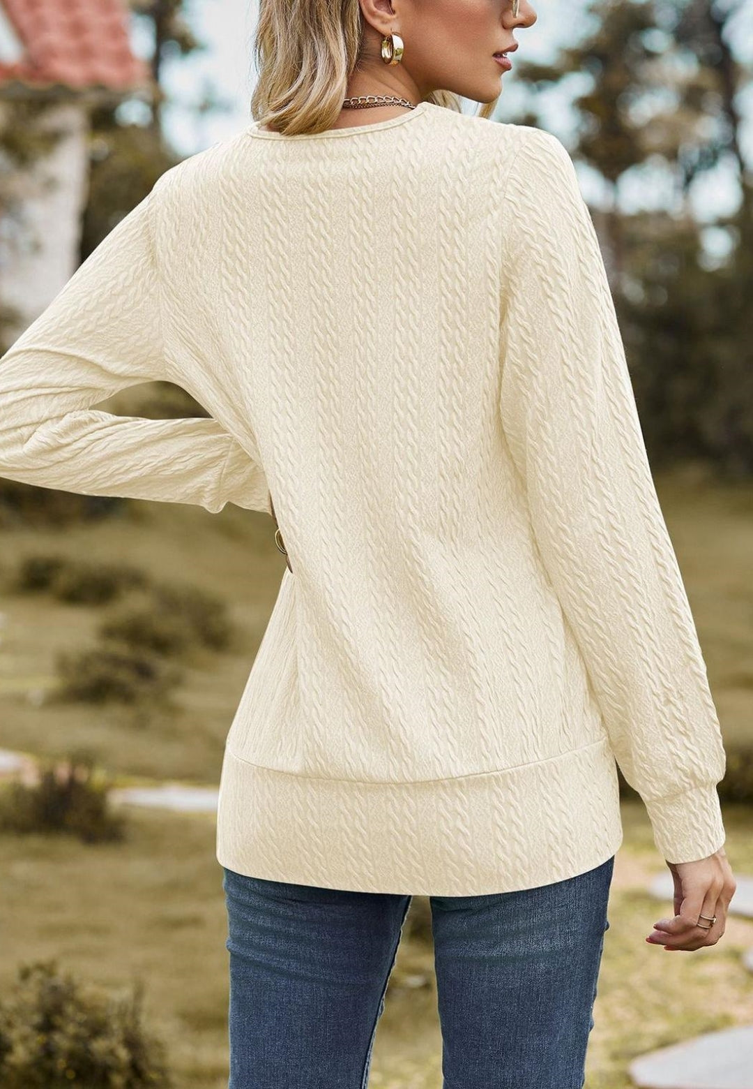 Square Neck Cable Knit Sweater
