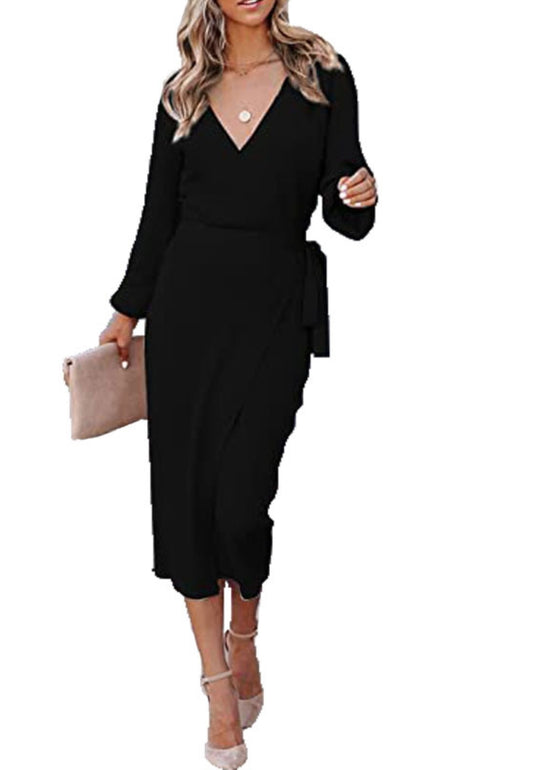 Surplice Neck Wrap Style Dress