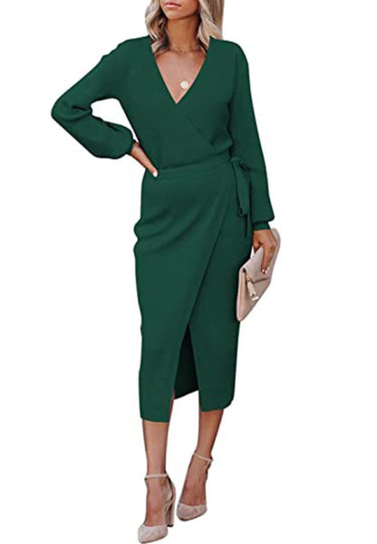 Vestido cruzado con cuello cruzado