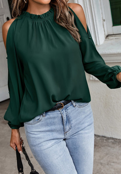 Cold Shoulder Long Sleeve Blouse