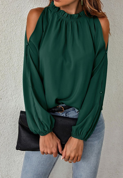 Cold Shoulder Long Sleeve Blouse