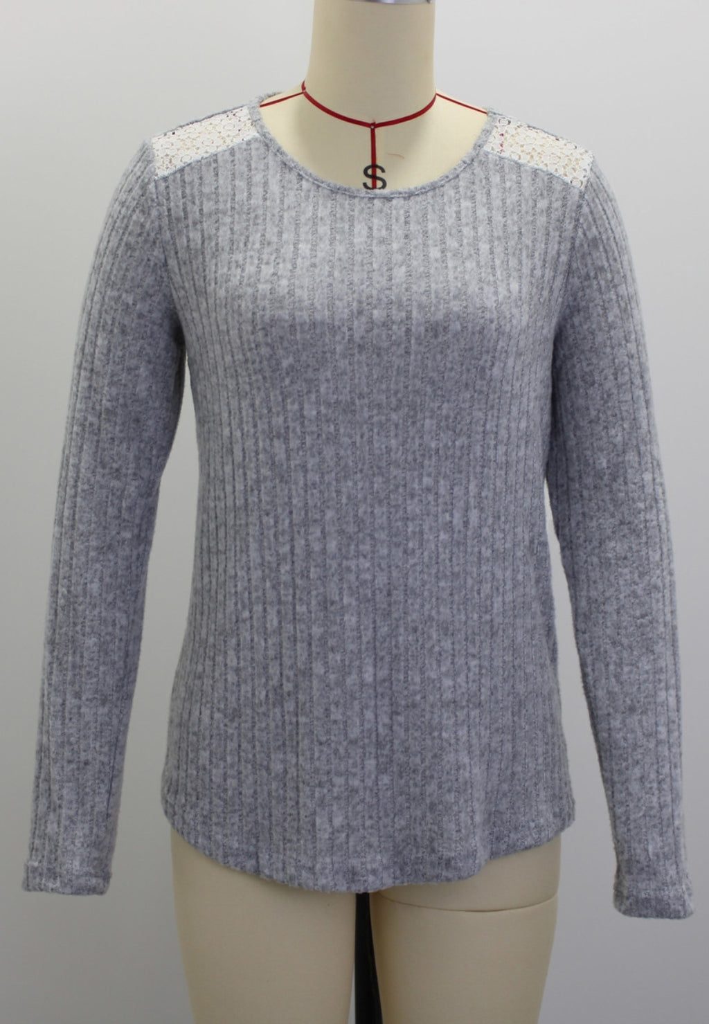 Lace Shoulder Detail Knit Sweater