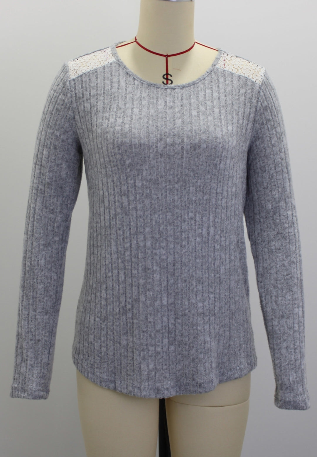 Lace Shoulder Detail Knit Sweater