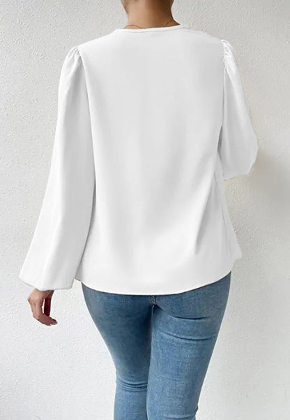 Cowl Neck Bishop Sleeve Blouse