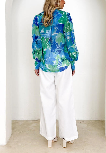 Multicolor Printed Bishop Sleeve Shirt