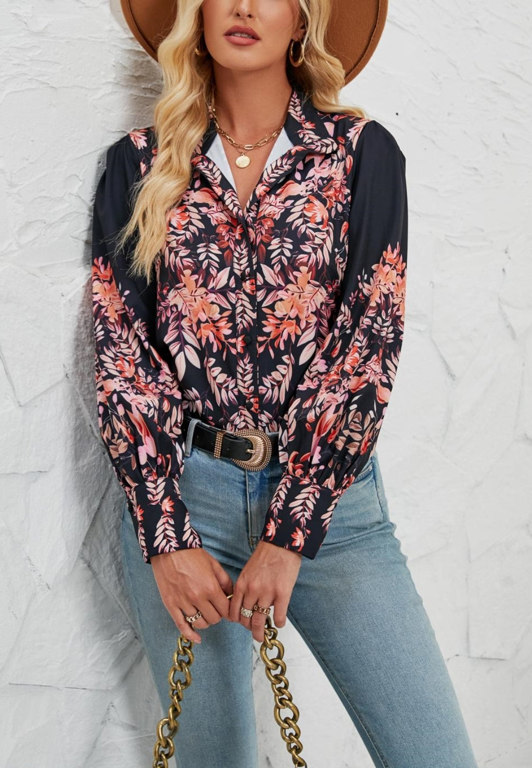 Floral Detailed Button Down Shirt