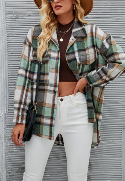 Plaid Pattern Button Down Shacket
