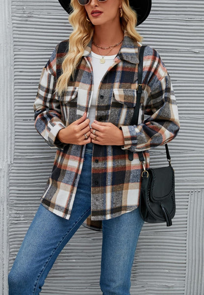 Plaid Pattern Button Down Shacket