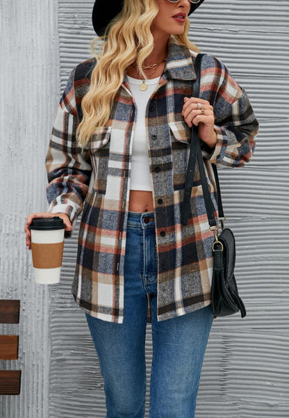 Plaid Pattern Button Down Shacket