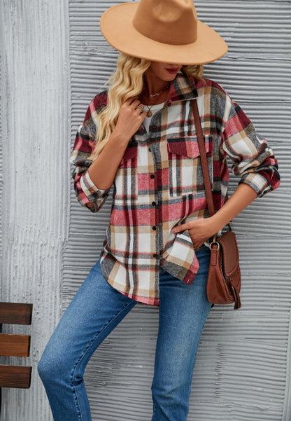 Plaid Pattern Button Down Shacket