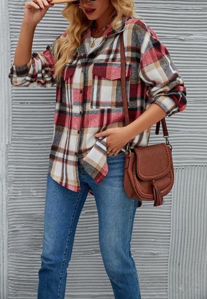 Plaid Pattern Button Down Shacket