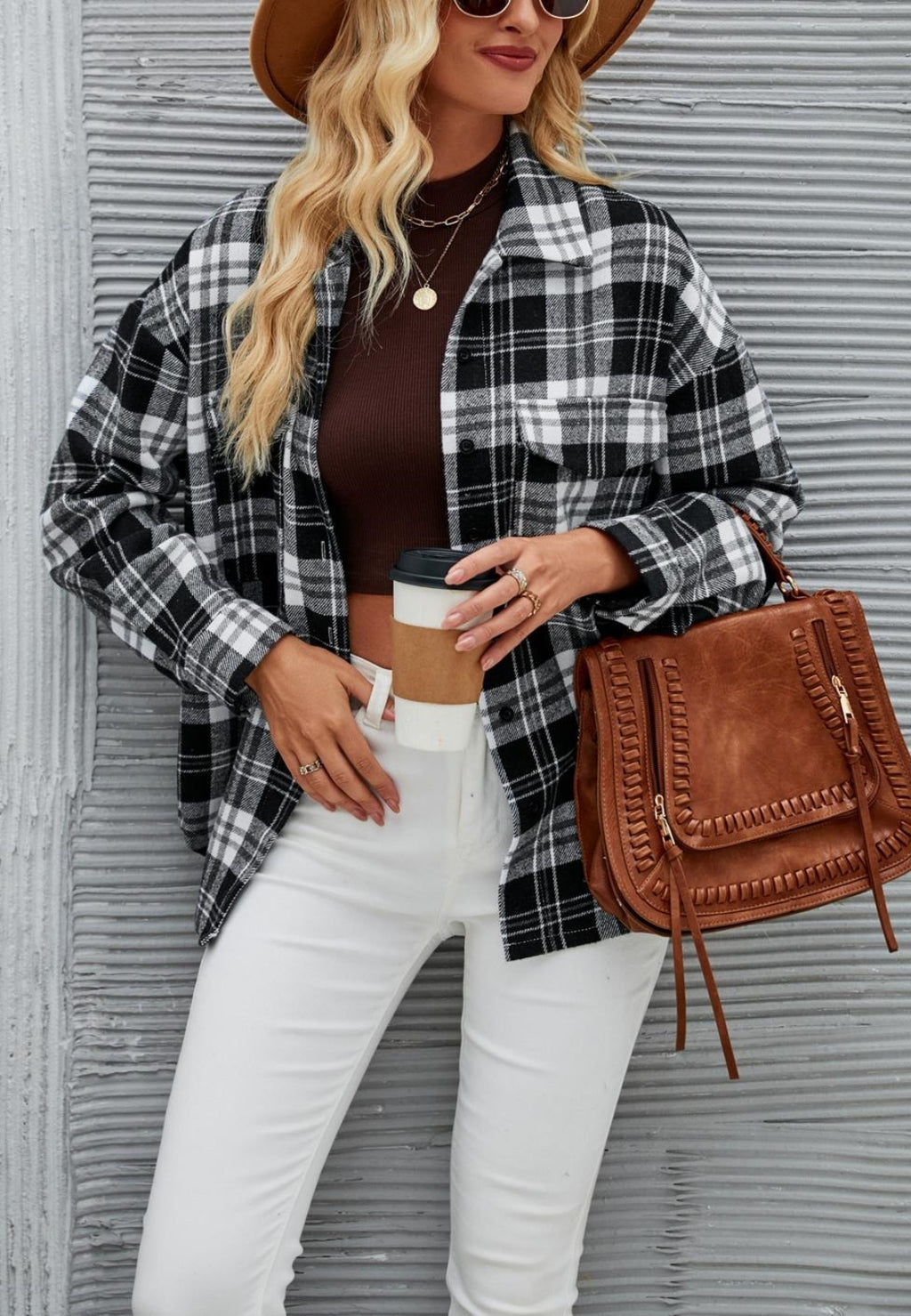 Chaqueta clásica con estampado de cuadros
