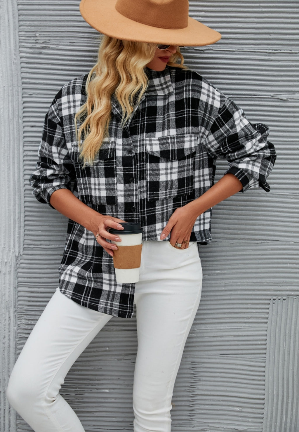 Chaqueta clásica con estampado de cuadros