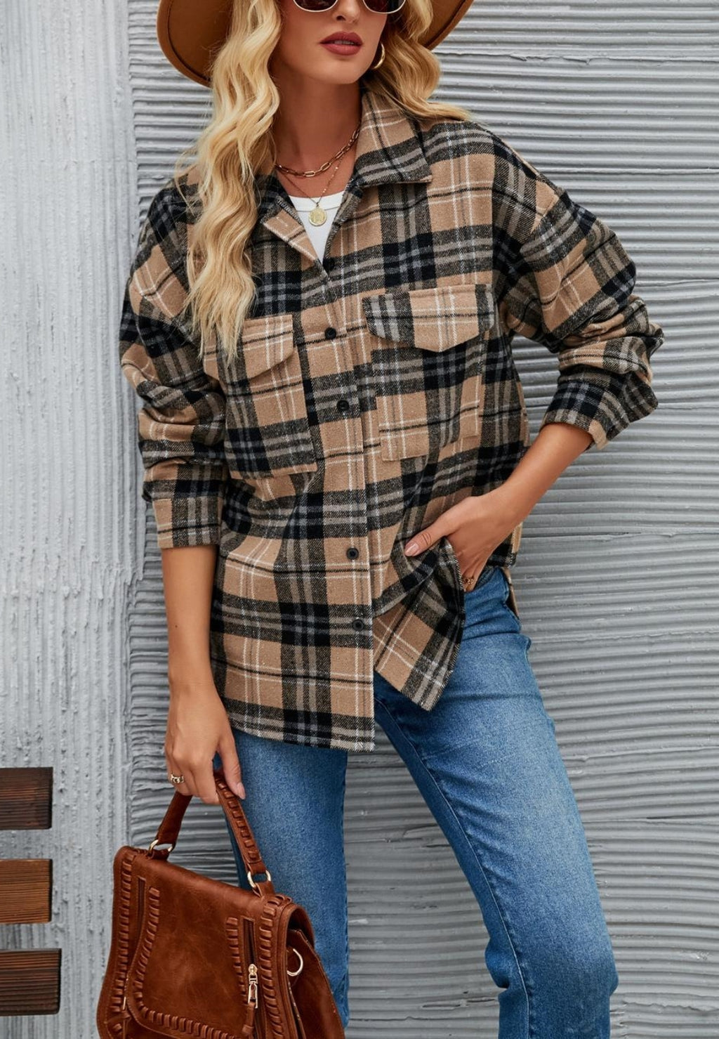Chaqueta clásica con estampado de cuadros