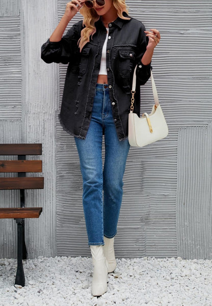 Chaqueta desgastada de color liso