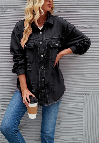 Chaqueta desgastada de color liso