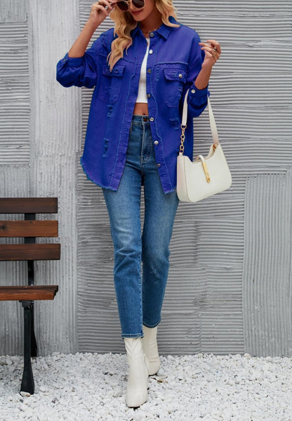 Chaqueta desgastada de color liso