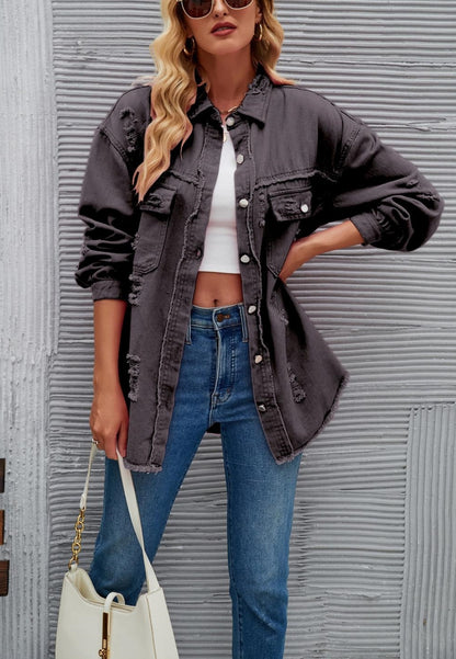 Chaqueta desgastada de color liso